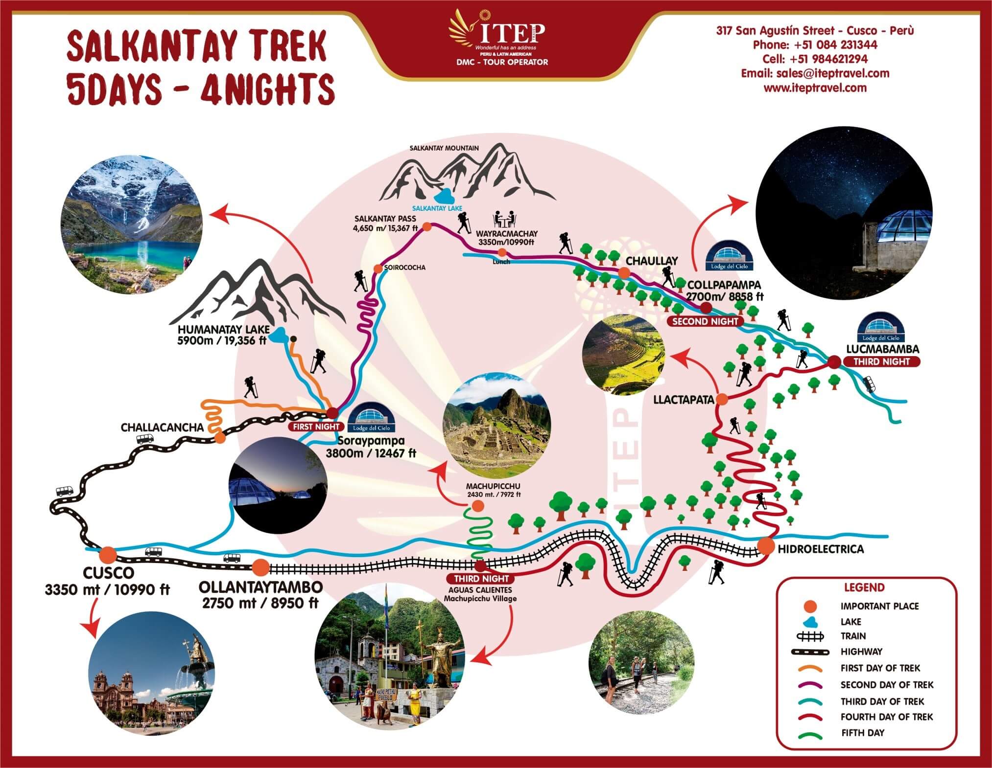 Sacred Salkantay Inca Trail to Machu Picchu in 5 Days map